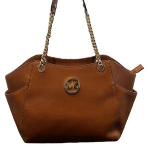 MICHAEL Michael Kors Tan Leather Jet Set Chain Shoulder Bag